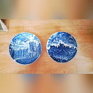 Rare vintage set of 2 Blue & White 4" dishes from English Tableware by Unicorn